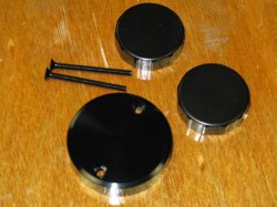 Cnc milled set of 3 reservoir caps color Black.