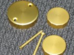 Cnc milled set of 3 reservoir caps color gold.