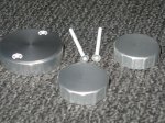Cnc gefreesde set van 3 reservoirdeksels zilverkleurig